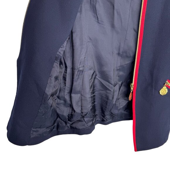 Vintage 1994 Ellen Tracy Navy Wool Zip Vest Gold Accents Sz 10 Red Trim Academia - Picture 5 of 9